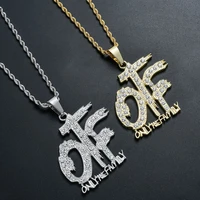 hip hop iced out bling otf pendant necklaces fashion hip hop only the family letters necklace menwomen jewelry drop shipping