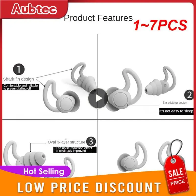 

1~7PCS Soundproof Earplugs For Sleeping Soft Silicone Ear Muffs Noise Protection Travel Reusable Protection Sound Blocking ear