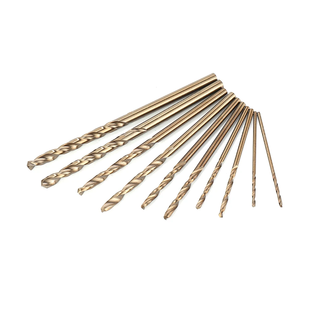 

10pc/set HSS M35 Cobalt Drill Bit Set 1mm 1.5mm 2mm 2.5mm 3mm Auger Drill Bit Set For Stainless Steel Metal Wood Drilling