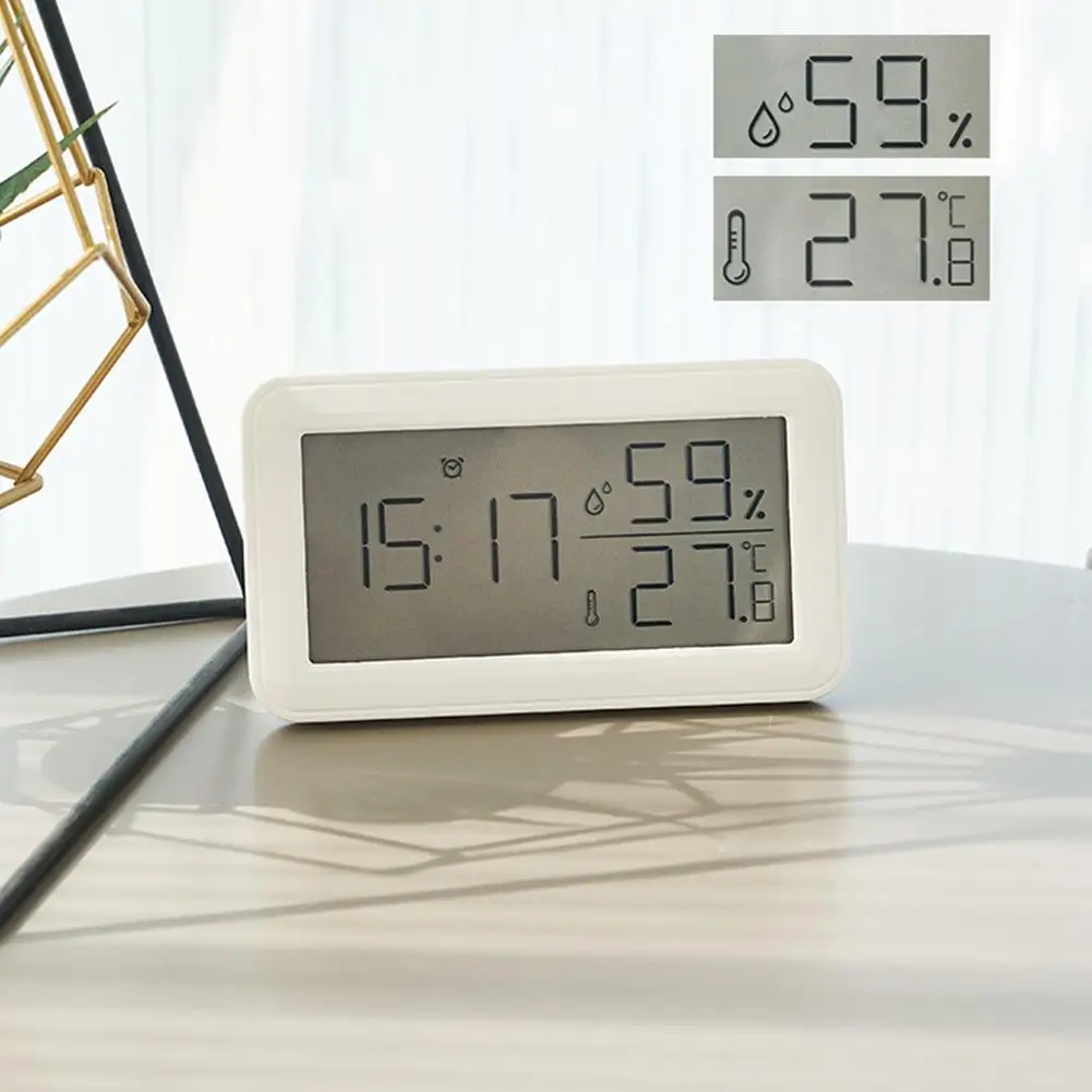 

Digital Alarm Clock LCD Large Screen Time Date Display Temperature Humidity Monitor Desk Clock for Living Room Bedroo