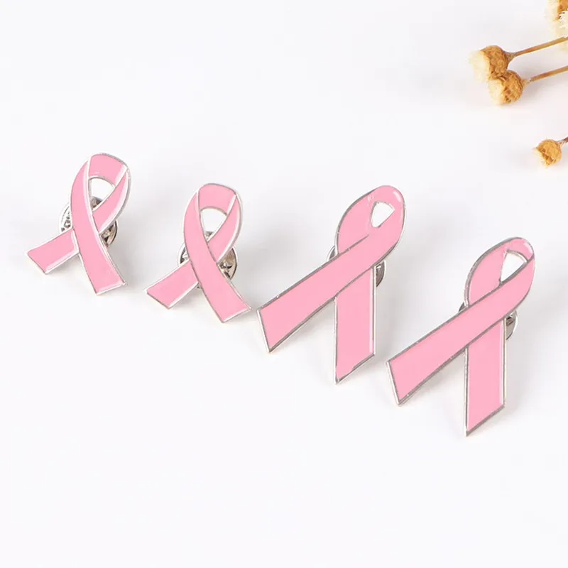 

2/10pcs Womens Jewelry Enamel Pink Ribbon Brooch Pins Surviving Breast Cancer Awareness Hope Lapel Buttons Badges