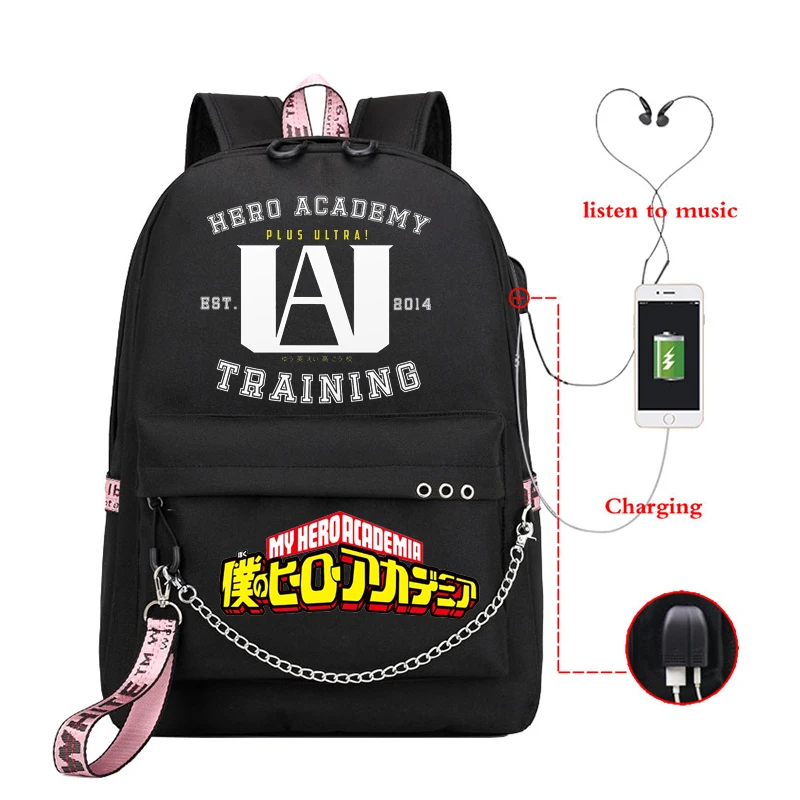 

Anime My Hero Academia University Flaming Shoto Todoroki School Bag Usb Charging BNHA Boku No Hero Academia Manga Girls Backpack