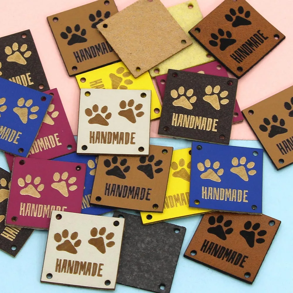 Этикетка Собачья лапа 1 дюйм этикетка сделай сам из искусственной кожи этикетки