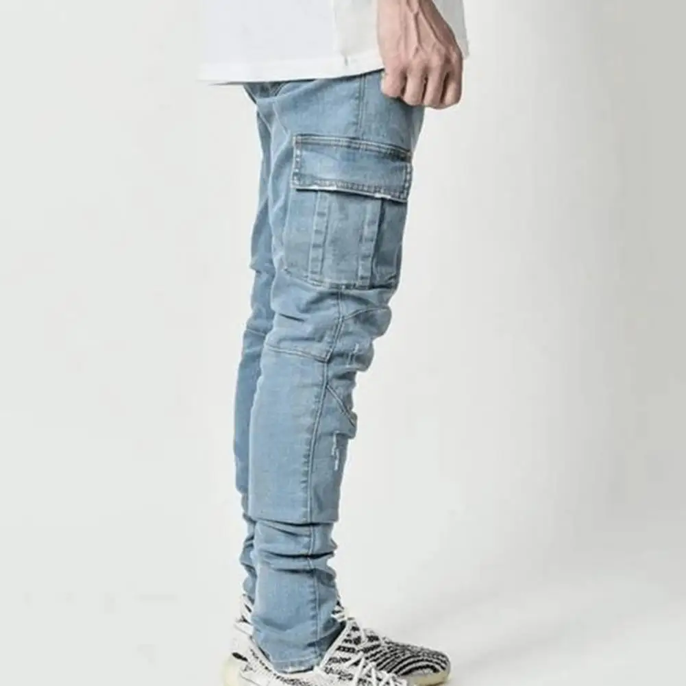 

Comfy Fashion Zipper Closure Cargo Jeans Soft Pencil Jeans Skinny Streetwear