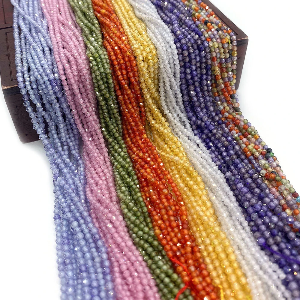 

15" Faceted Zircon Beads 2mm 3 mm Small Natural Gem Stone Beads Wholesale Stone Beads For DIY Bracelet Jewelry