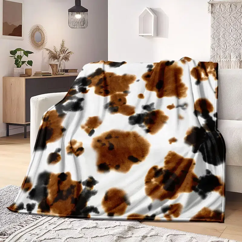

Одеяло с коровьим принтом, Фланелевое покрывало для гостиной, мягкое и теплое покрывало для всех сезонов, постельные принадлежности, 1 шт.
