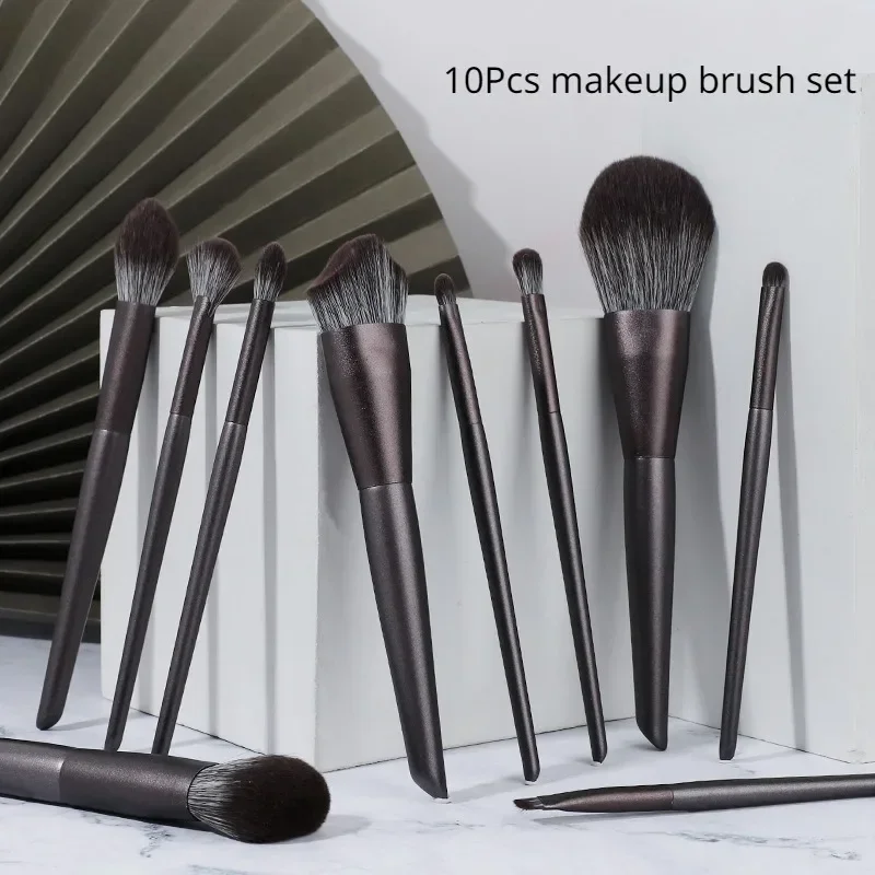 10 шт., кисточка для теней для век с деревянной ручкой | AliExpress