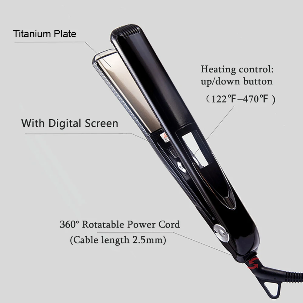 Высокотемпературный утюжок для волос 470 ° F титановый вибрирующий Кератиновый