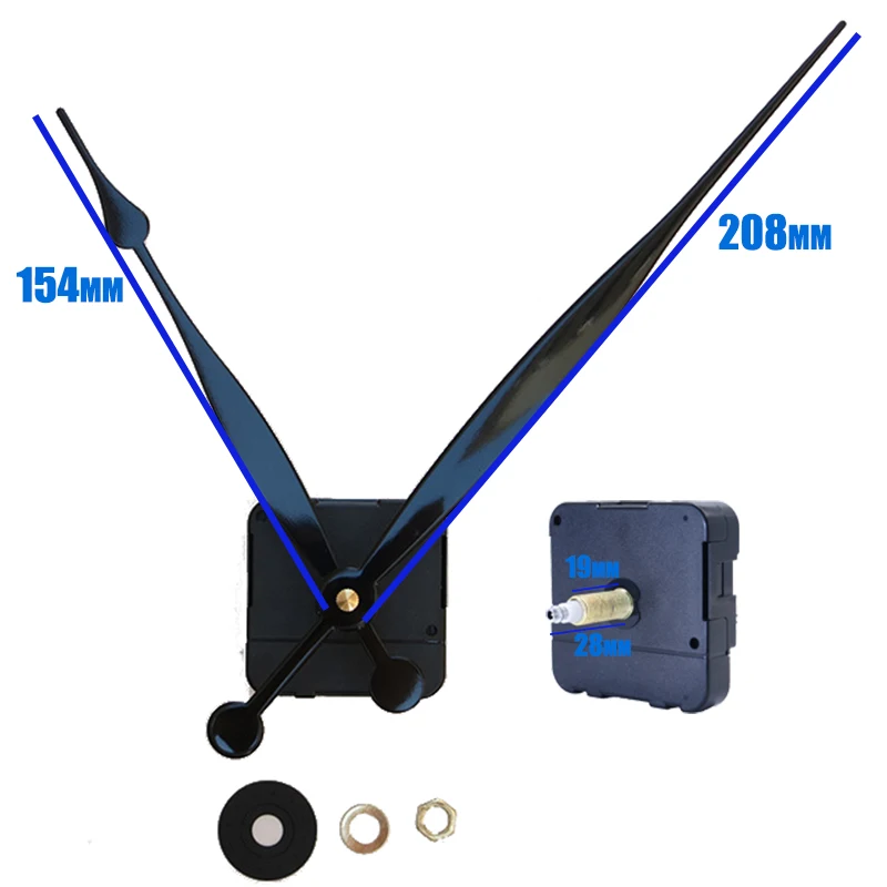 

DIY Silent Large Wall Quartz Clock Movement High Torque Mechanism with Metal Hands 28mm Long Shaft DIY Replacement Accessories