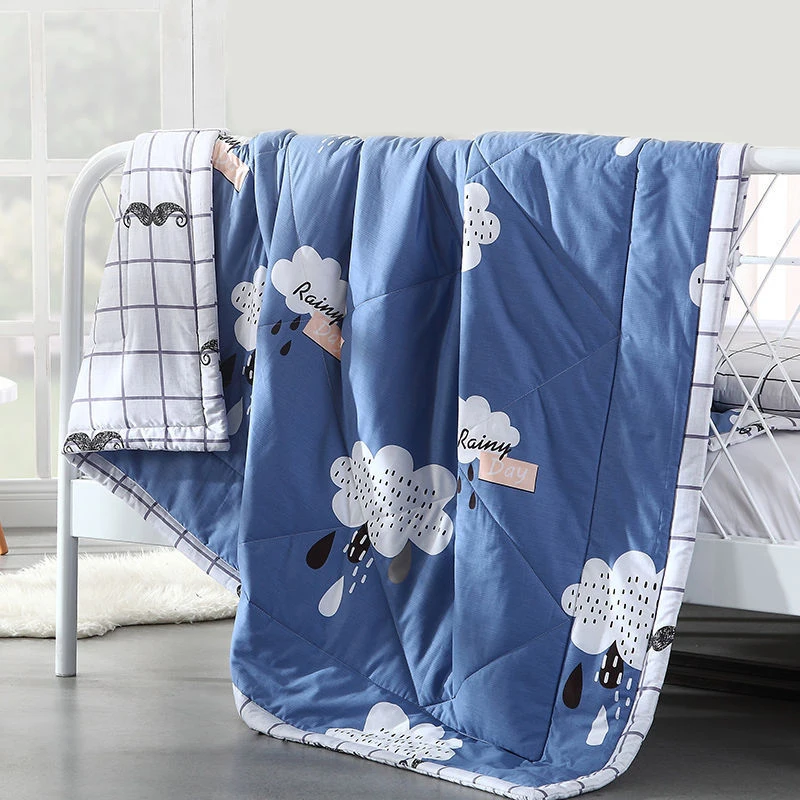 

Summer Air Conditioning Quilt Cartoon Print Breathable Soft Bed Blanket Thin Comforter Washable Bedspread Quilted Throw Blankets