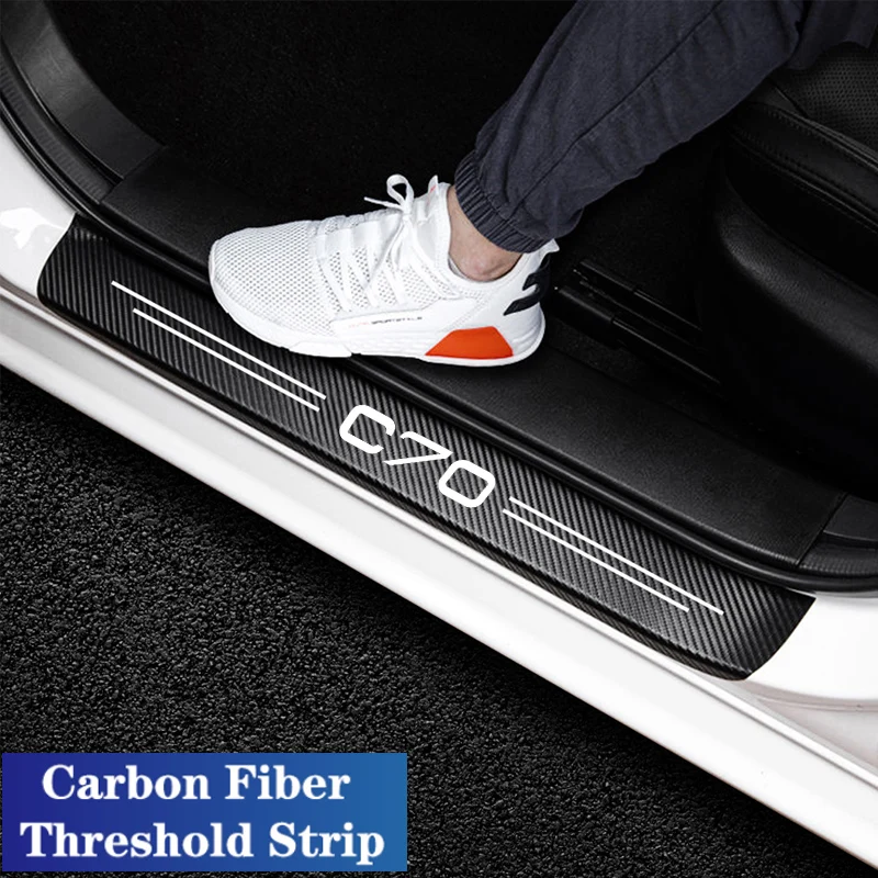 

Наклейки на порог двери автомобиля из углеродного волокна, защитная лента для Volvo C70, логотип эмблема на багажник, защита Бампера, защита от фотоэлементов