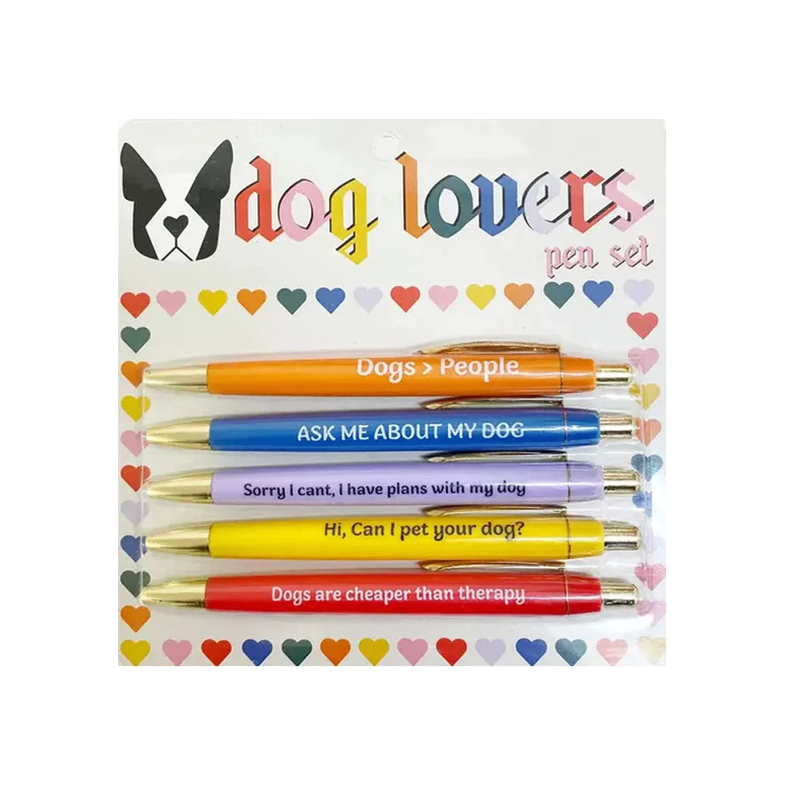 

5PCS Cat Lovers Ballpoint Pens Black Ink Pens Funny Phrase Office Supplies for Women & Men