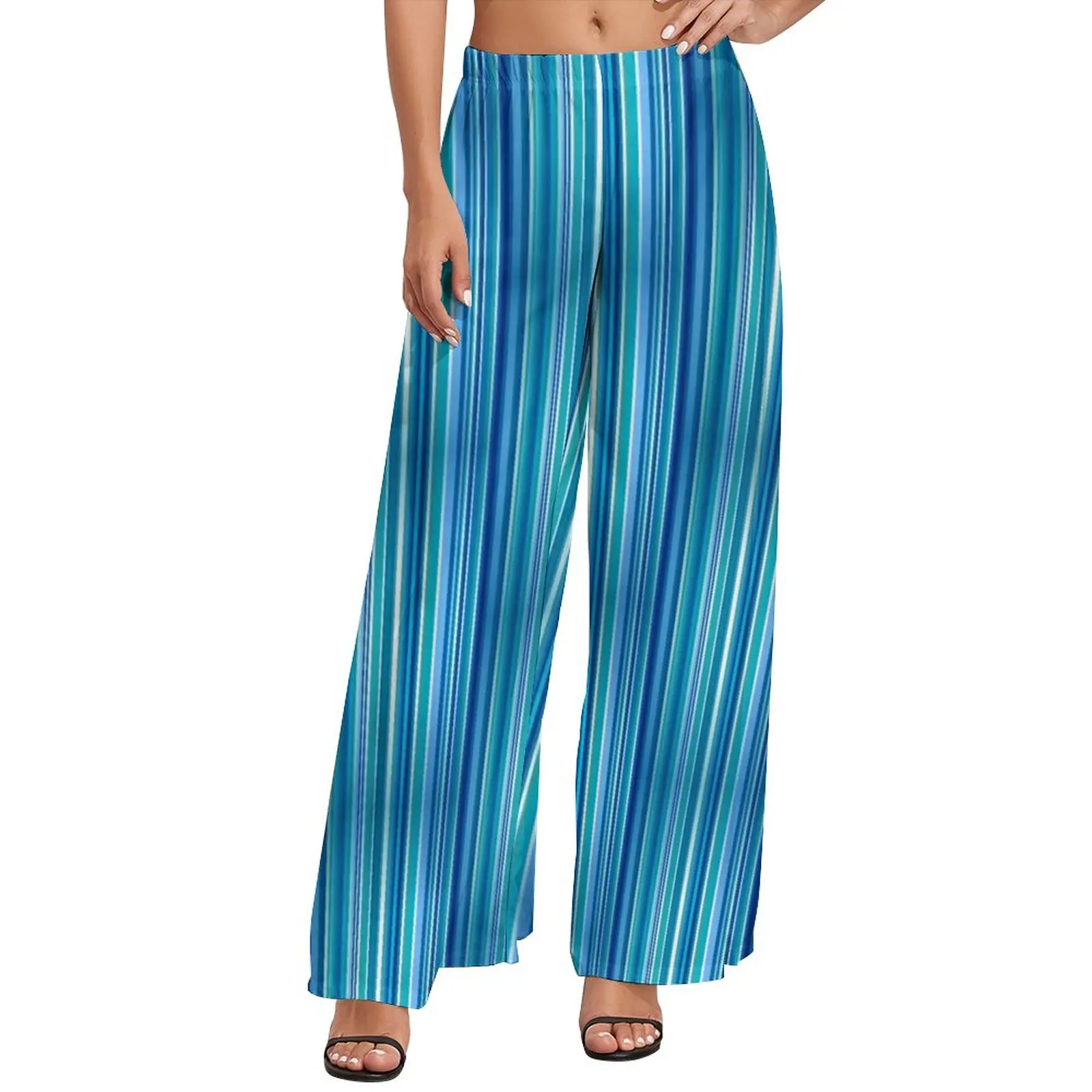 

Blue And White Striped Pants Vertical Stripes Aesthetic Straight Wide Pants High Waist Home Trousers Big Size 4XL 5XL