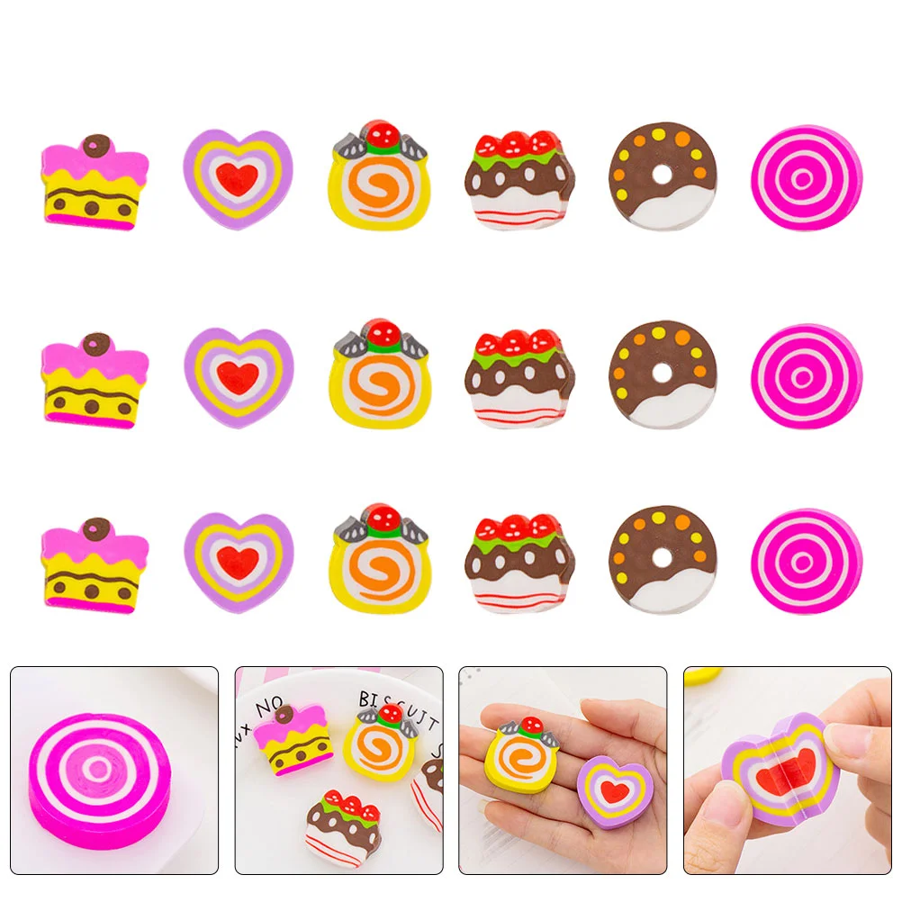 

18 Pcs Sketch Eraser Puzzle Erasers Kid Puzzle 3D Mini Eraser Toys Kids Girls Love Eraser Elasticity Cake Erasers