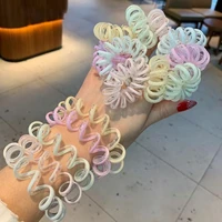 1pcs telephone wire hair ties candy color phone cord spiral shape clear color rubber elastic hair band women accessories