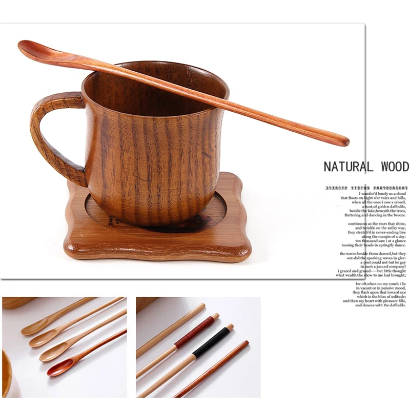 

Деревянная ложка для молока и меда, кофейные ложки, инструмент, 1 шт., кофейная ложка с длинной ручкой, креативная посуда из массива дерева, палочка для перемешивания молока и чая