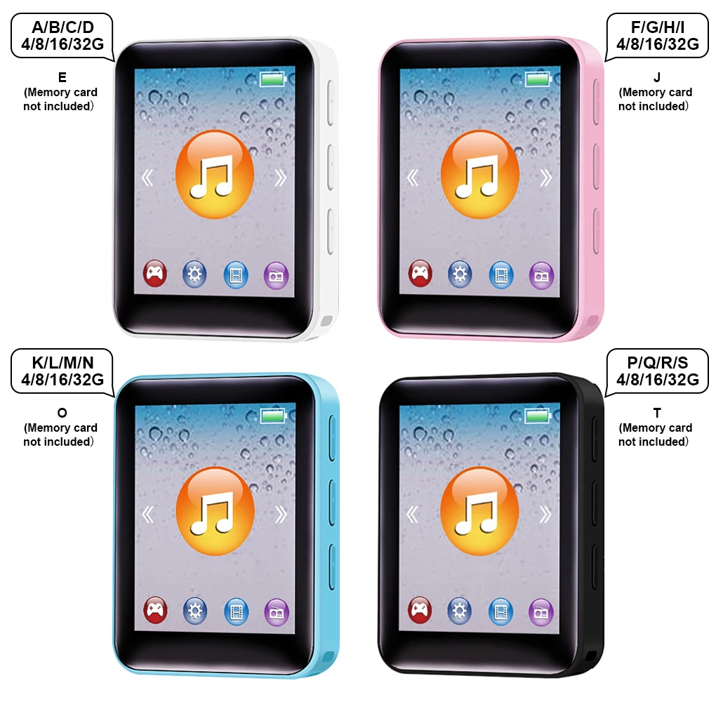 1 2 MP3 1 77-inch HIFI TF Card Video Playing Book Reading Radio Sound Recording Fast Charging MP4 Music Player White 8G