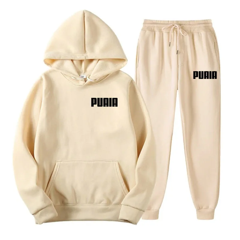 New Men's and Women's Set PUAIA Fashion, Casual, Sports Hoodie+Pants 2 Piece Set