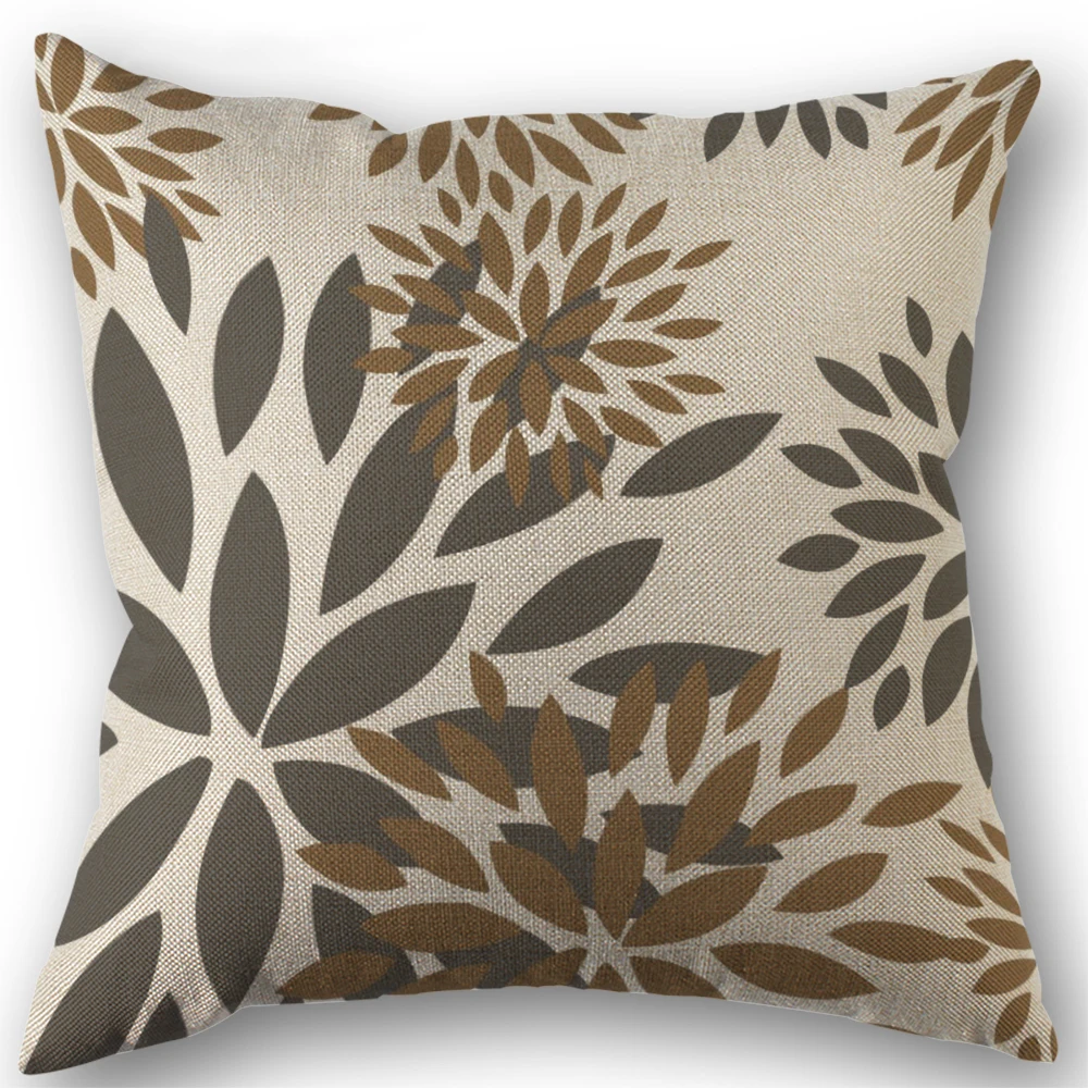 

Коричневый льняной чехол для подушки в форме листа