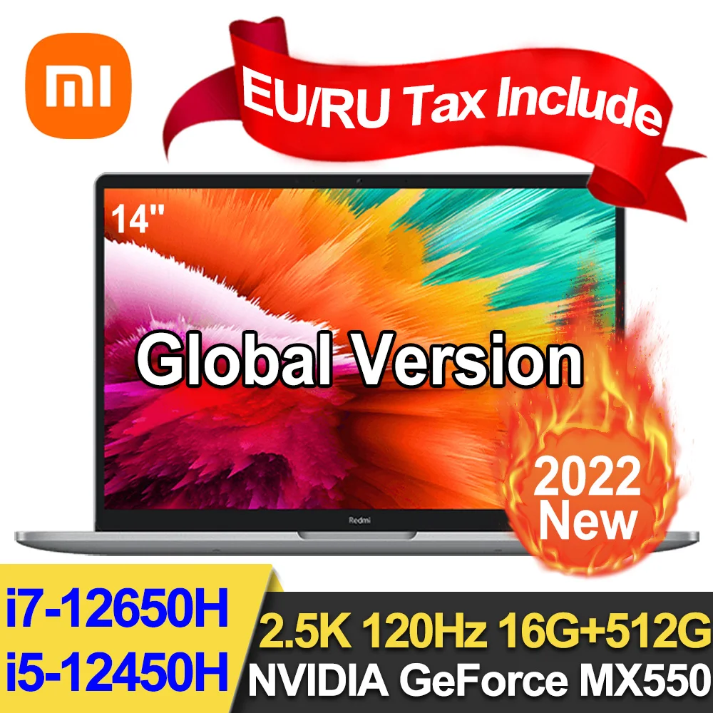 Новый ноутбук Xiaomi 12 RedmiBook Pro 14 дюймов внешняя фотография NVIDIA GeForce MX550 2 5 K 120 Гц