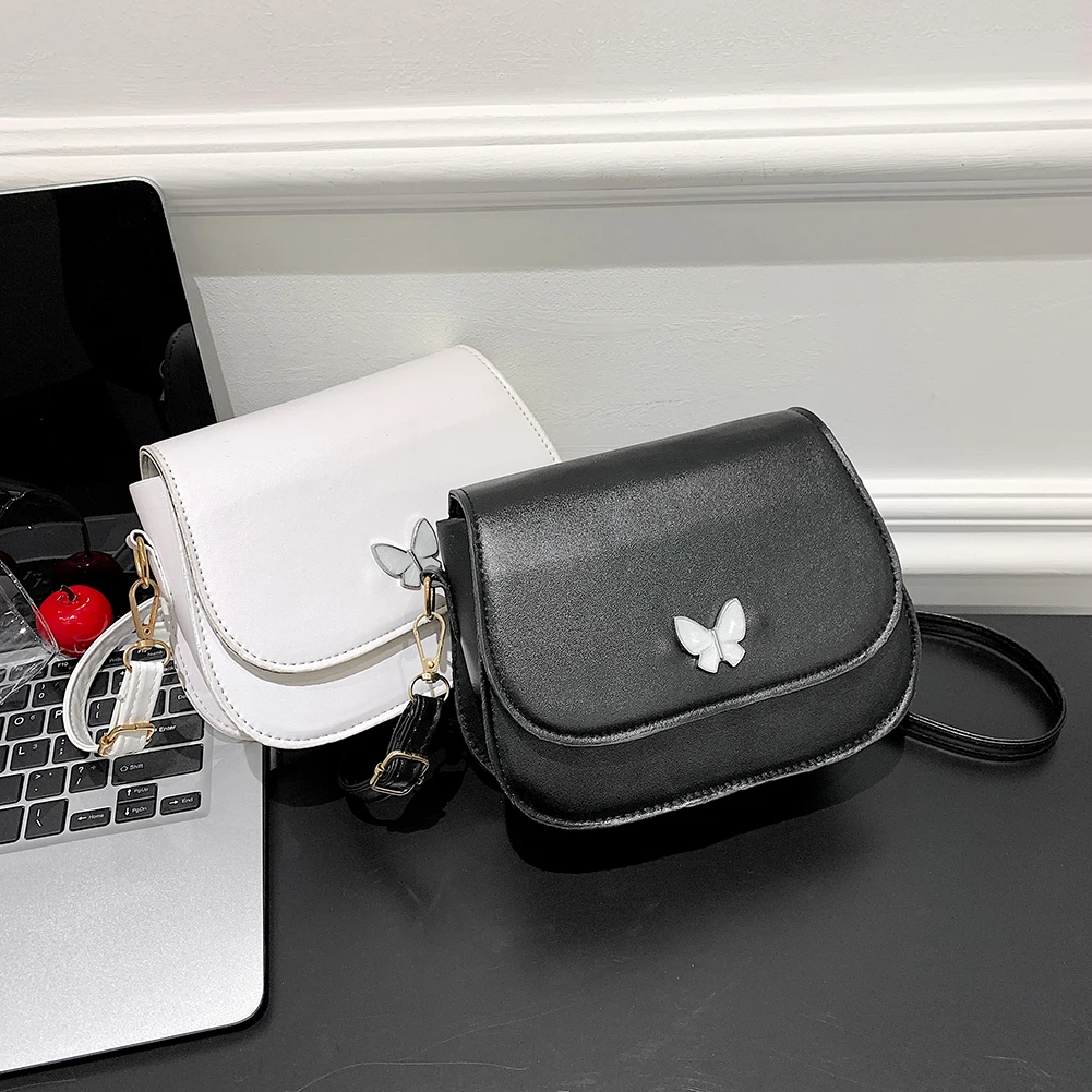 

Women Butterfly Leather Shoulder Bag Fashion Solid Color Flap Magnetic Buckle Small Square Bag Handbag Purse Crossbody Messenger