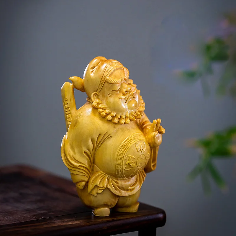 

Резьба по массиву дерева-декоративные миниатюры Tianshi Zhongkui, традиционное искусство ручной работы, украшения для удачи 8 см