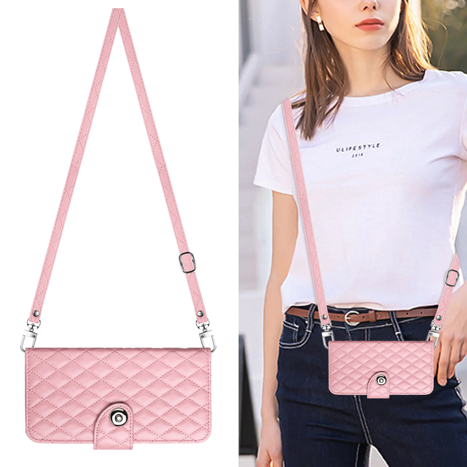 Чехол-Кошелек с ромбовидным ремешком для Samsung Galaxy S24 Plus S23 Ultra S22 S21 FE S20 S10 S9 S8 чехол