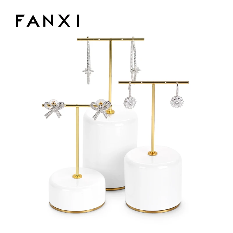 Light luxury metal resin earrings display stand Simple earrings earrings round base white earrings display stand