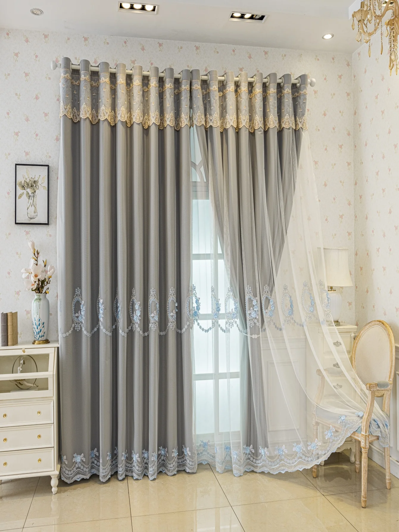 Современная фотоизоляционная занавеска с американской вышивкой