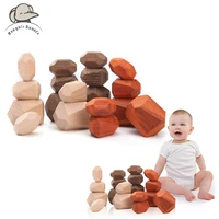 montessori stacking blocks for children wooden constructor block baby balance stones games diy wooden toys building blocks