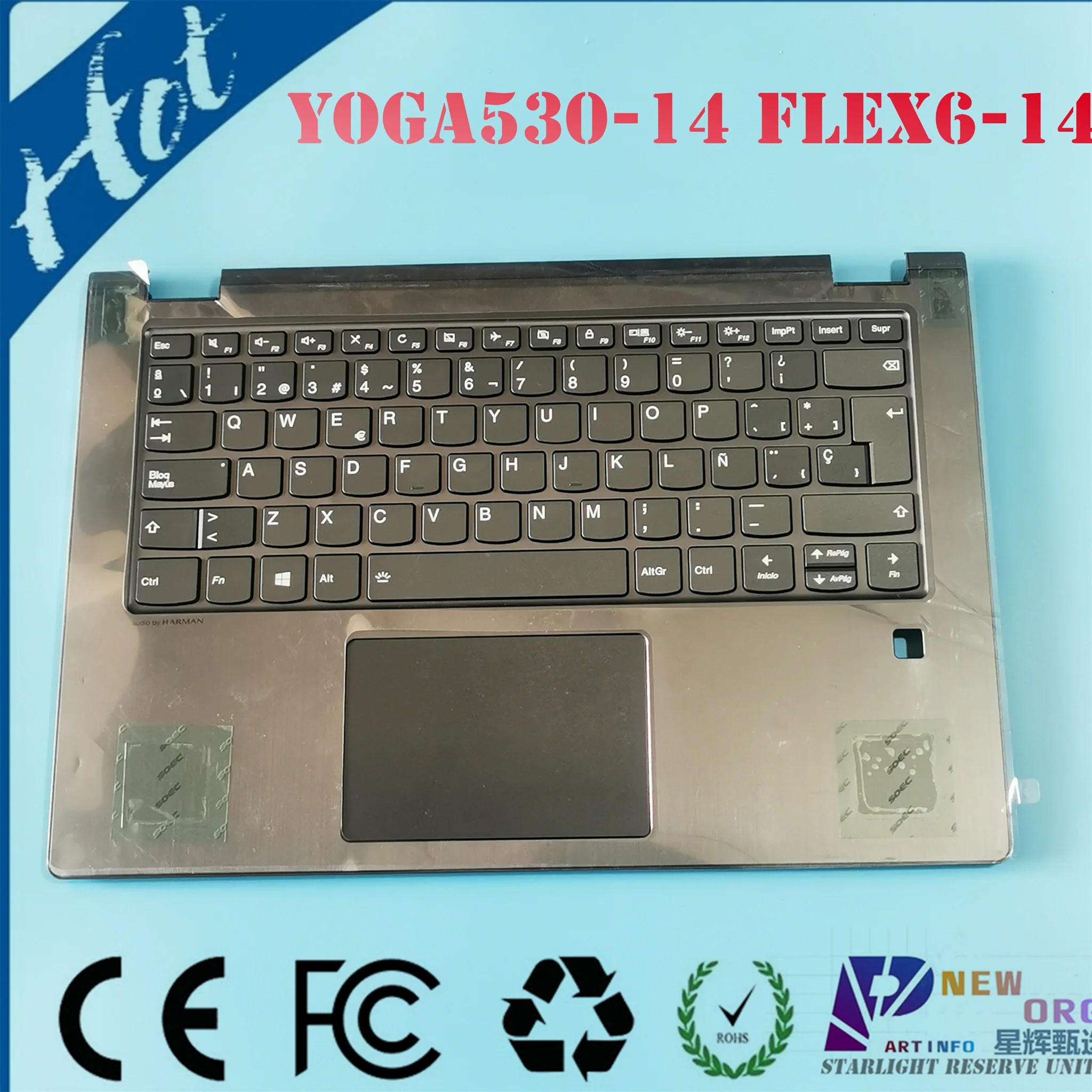 США/UI Великобритания/ГБ SP/LA Подсветка клавиатуры палитра в сборе верхняя крышка для LENOVO YOGA530-14 FLEX6-14 /w тачпад серебристый/серый