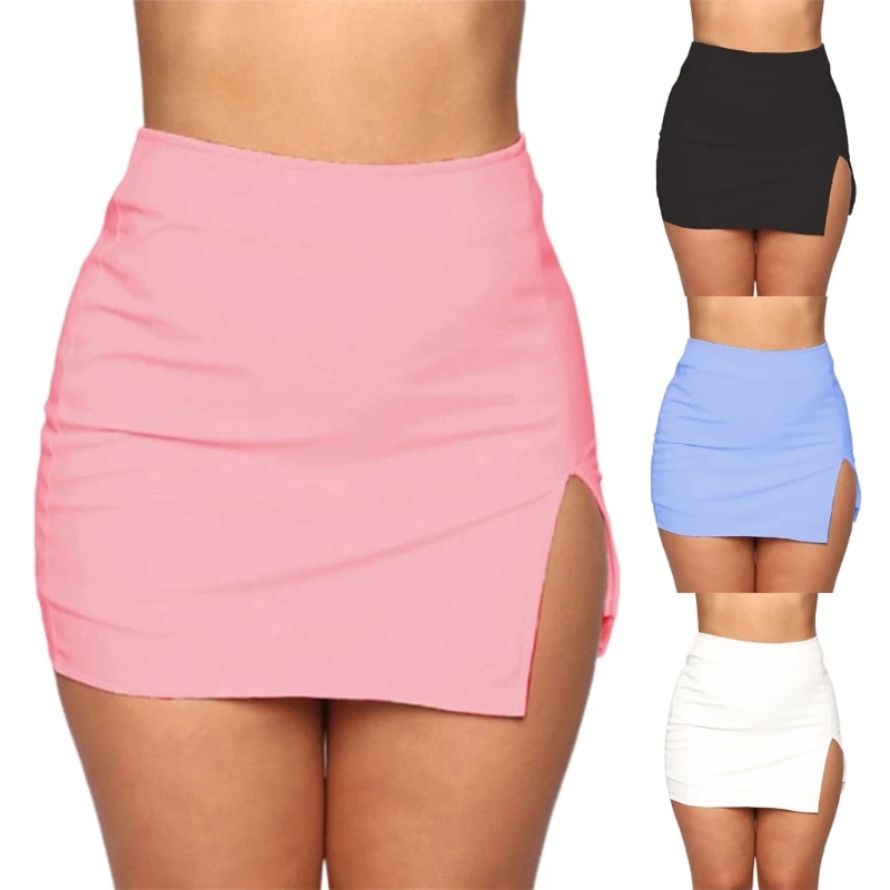 

Women's High Waist Thigh Slit Bodycon Skirt Casual Mini Skirt Sexy Summer Skirt