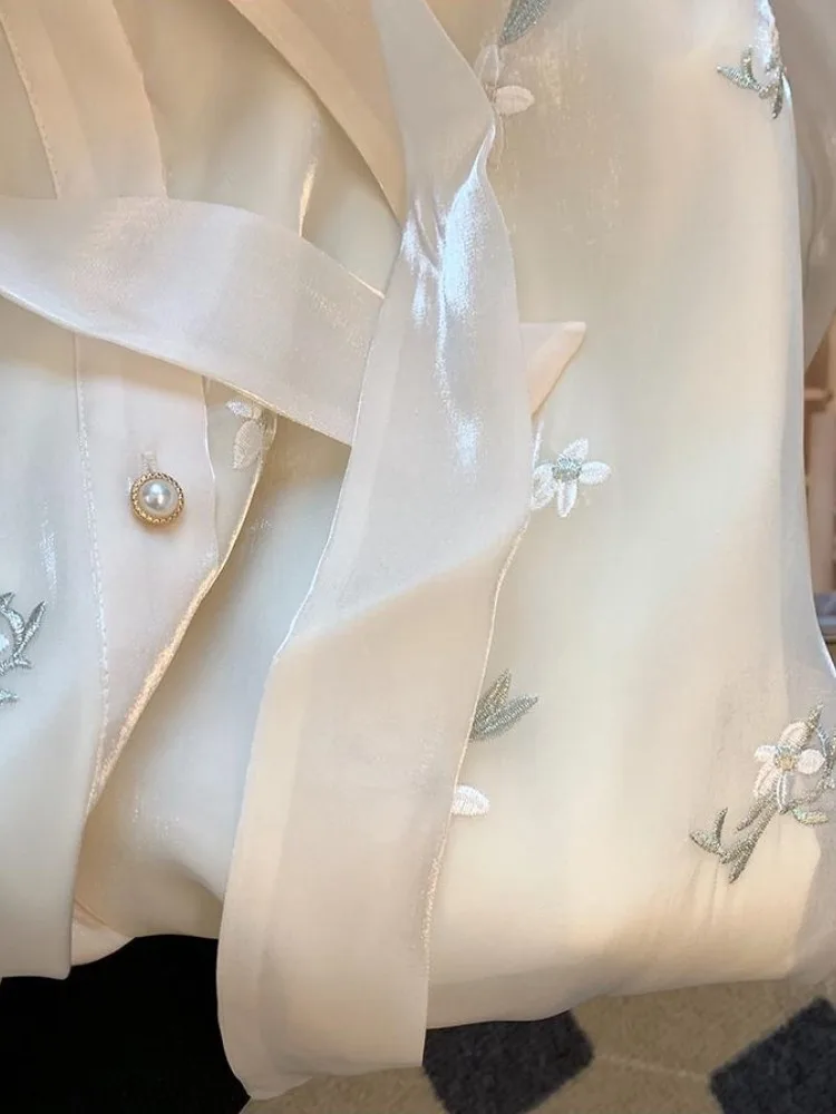 Винтажные блузки с цветочной вышивкой женская одежда 2024 Blusas Mujer De Moda туника