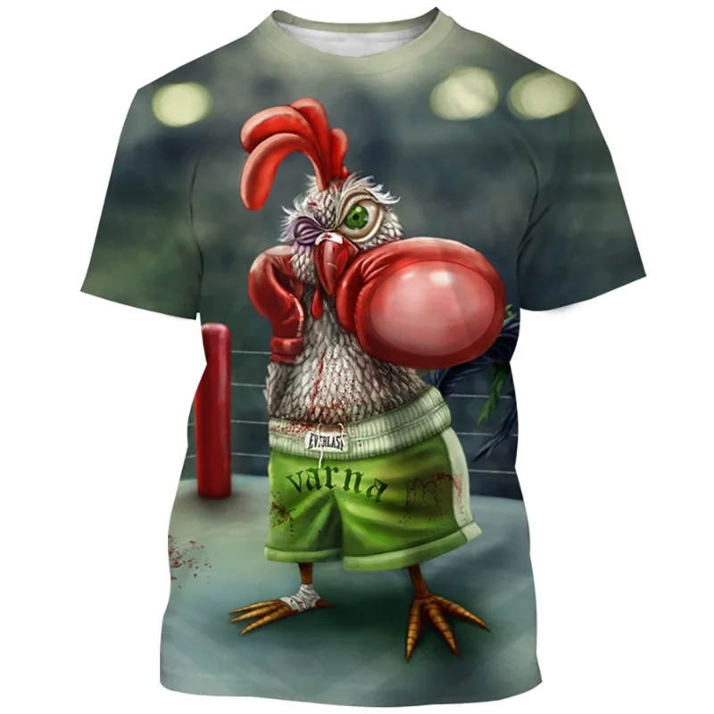 

Fashion Polyester Harajuku 3D Print Men's T-shirts Cute Chicken Streetwear Short Sleeve Summer Anime Clothes Oversized T Shirts