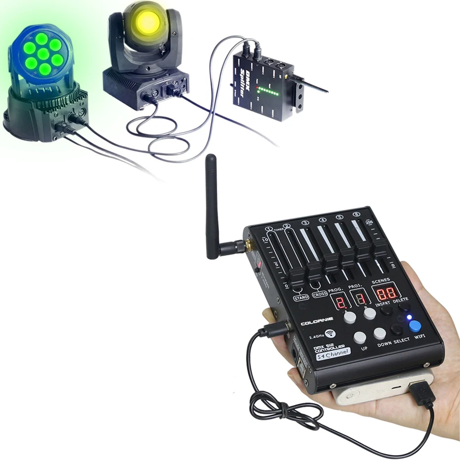 Perfect Wireless DMX Console Mini DMX512 Stage Light Effect Controller Can Power by USB 5V Power Bank