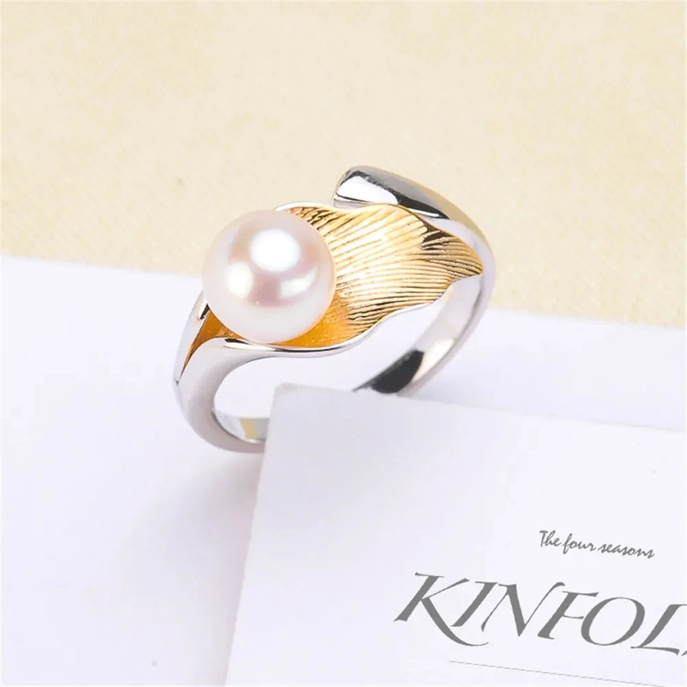 

Genuine Solid S925 Sterling Silver Plated 18K Gold Resizable Classic Rings Settings Base Women DIY Pearl Ring Accessory No Pearl