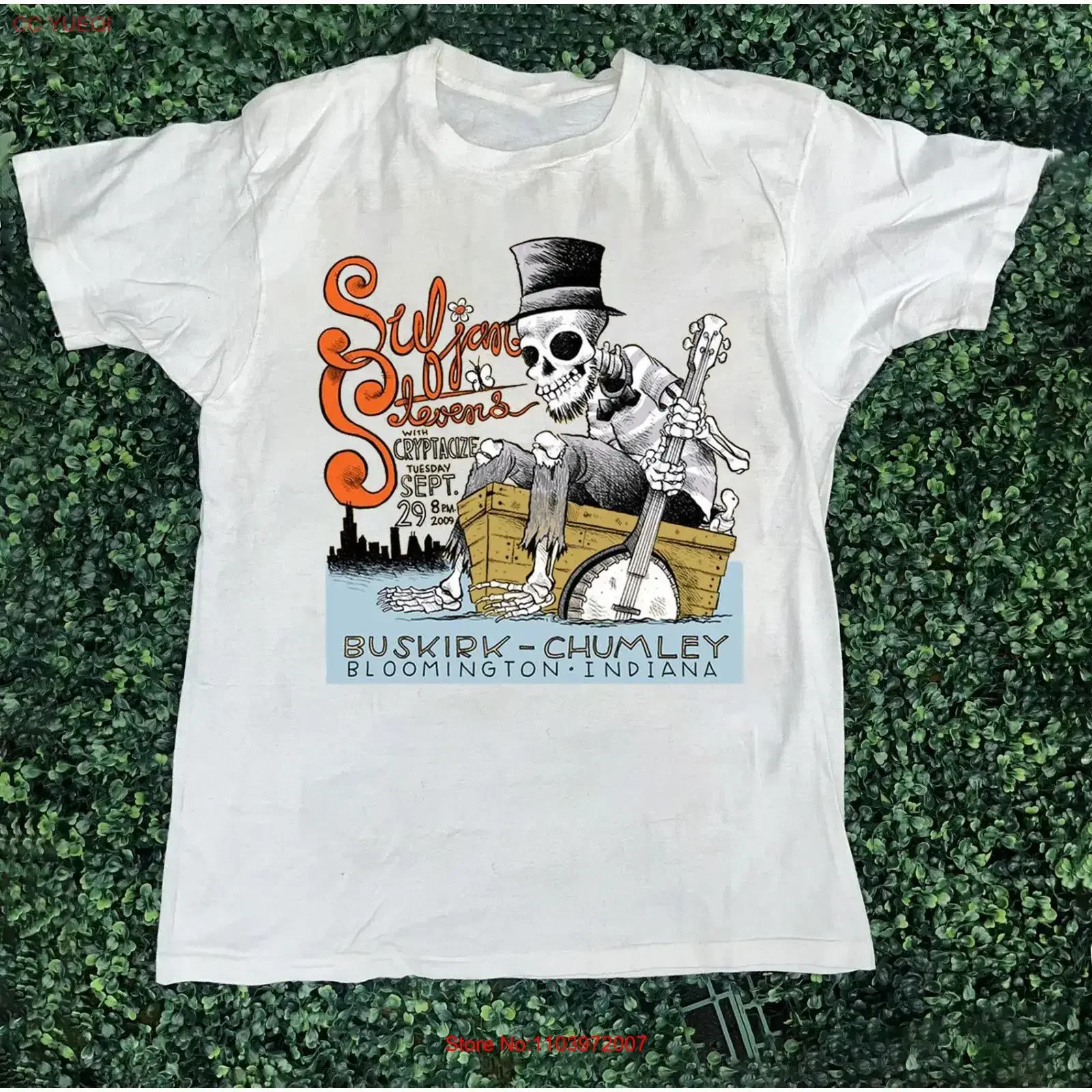 Фото Хлопковая футболка Sufjan Stevens Concert Tour для размеров S-5XL, CS540, винтажная, с эффектом потертости, с графическим принтом, мягкая, дышащая, для повседневной носки, унисекс №1
