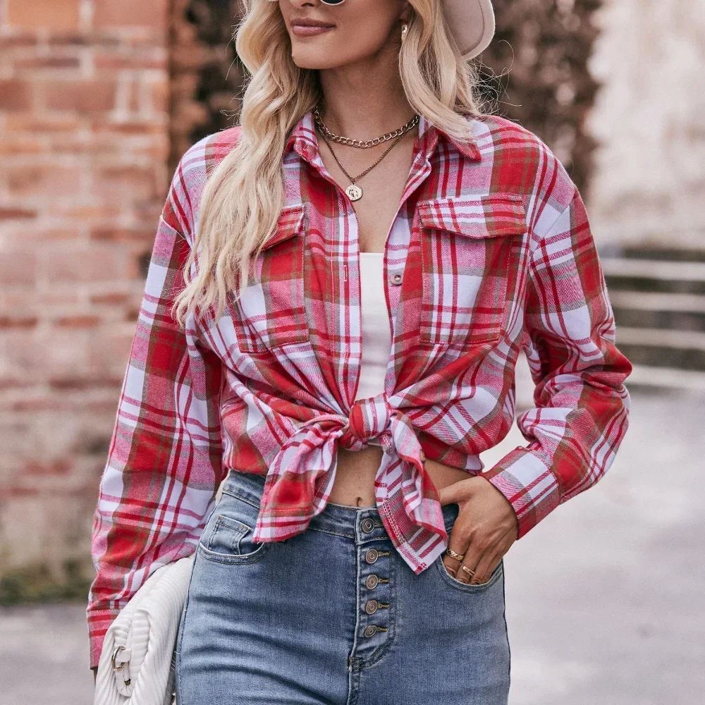 

Autumn and Winter Shirts for Women Casual Oversize Loose Plaid Shirt Fashionable Women's Tops Stylish Blouse for Women Clothing