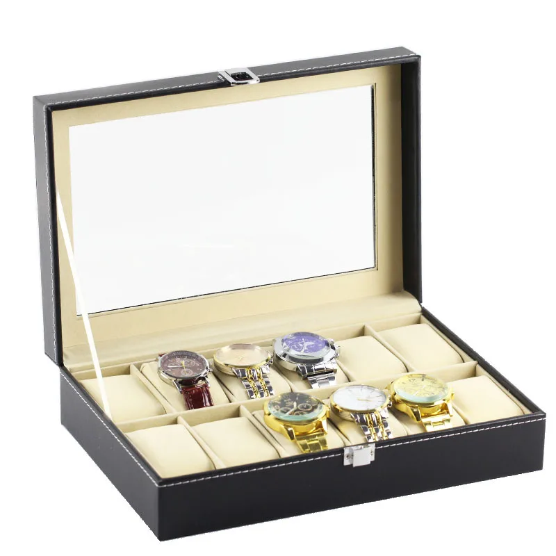 

Watch Case, 12 Slot Watch Box PU Leather Watch Organizer Case, For Men And Women Presents
