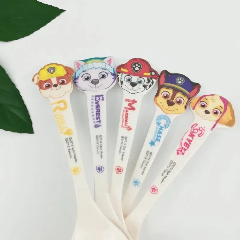 2pcs/set Genuine Paw patrol 17.5cm Chase Skye Marshall Everest Baby Spoon Set Scoop Kids Feeding Tableware promotion Figure toy - купить по