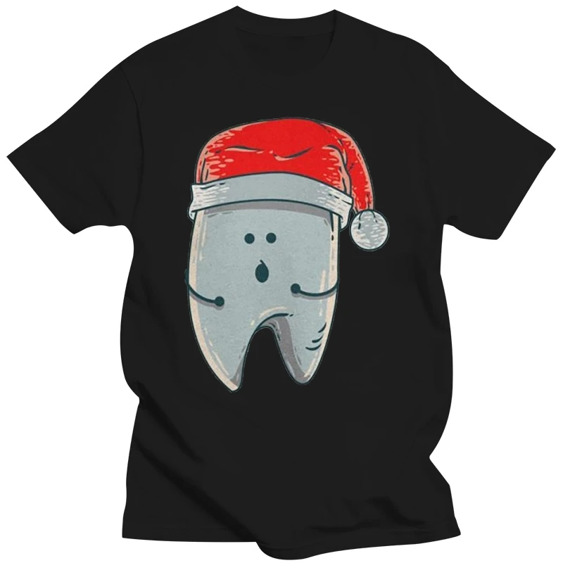

Dentist Christmas Xmas T-Shirt Men Dental Hygienist Tooth Santa Short Sleeve Funny Tees O Neck Cotton Clothes Printed T Shirt
