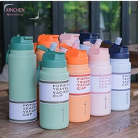 large capacity double stainless steel thermos mug with straw portable sport vacuum flask travel thermal water bottle thermocup