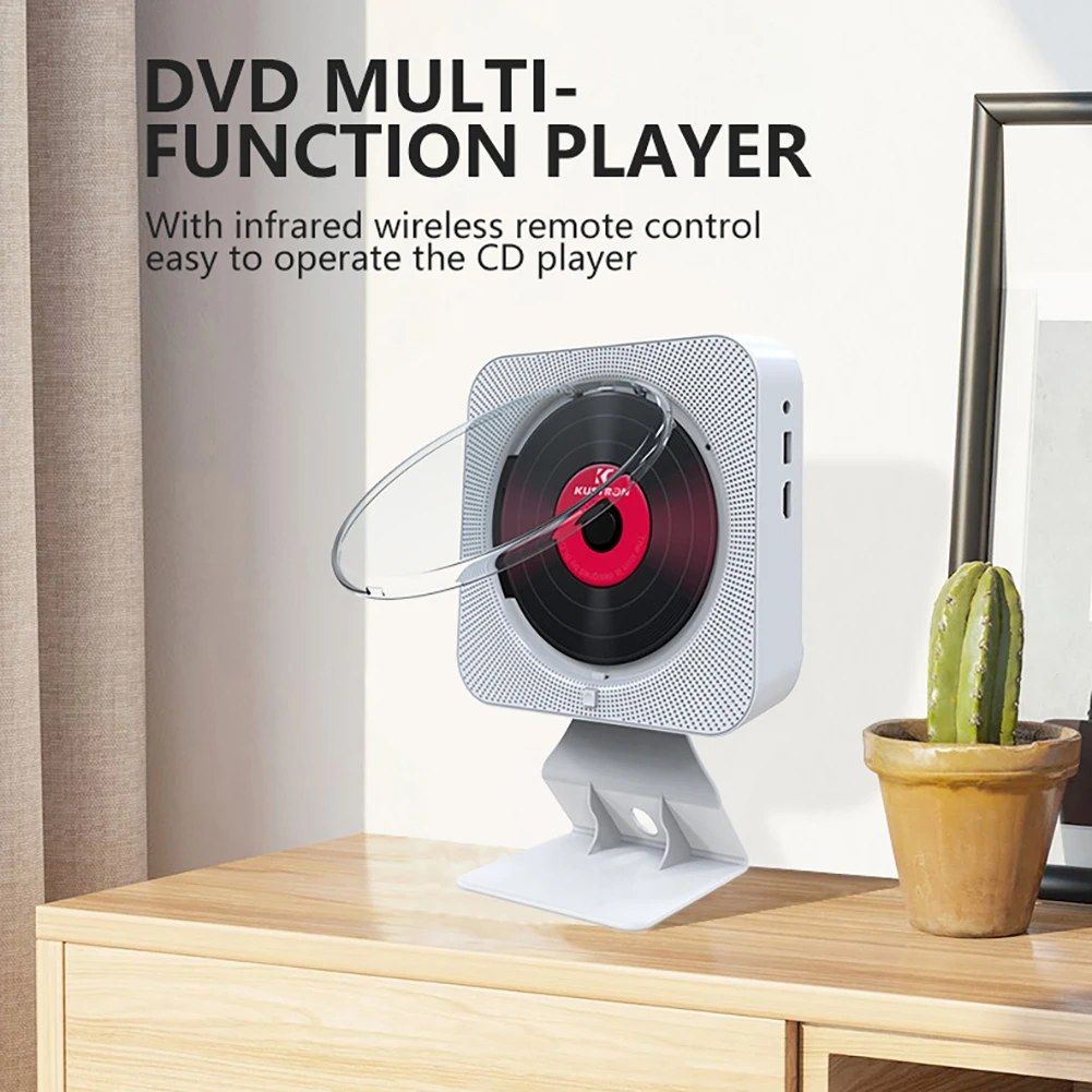 

Portable CD DVD Player Bluetooth-compatible Speaker Multifunctional Stereo CD DVD Player Wall Mounted 3.5mm AUX Jack with Holder