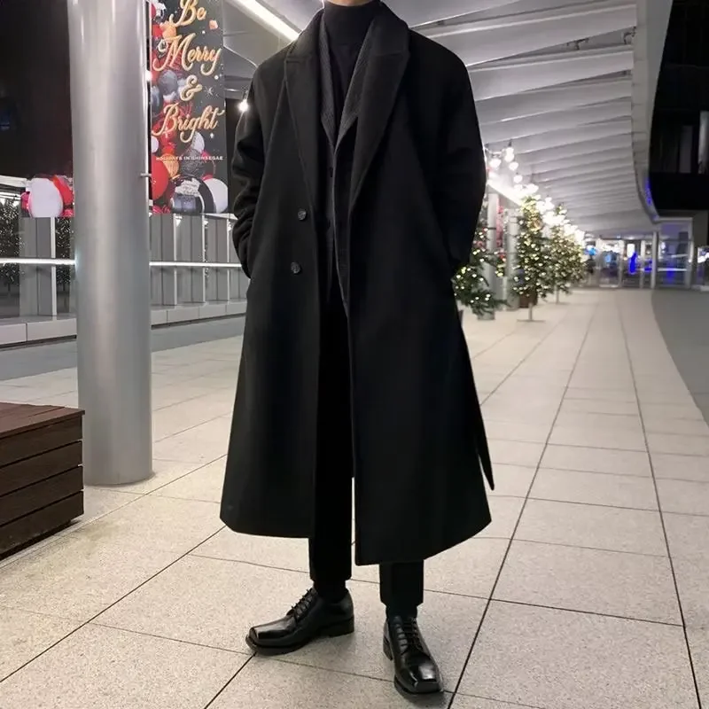 Осенне-зимний шерстяной двухслойный плащ средней длины высококачественная