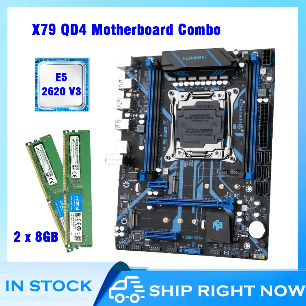

Комплект материнской платы HUANANZHI QD4 X99 с E5 2620v3 2*8 ГБ DDR4 RECC 2133 поддержка NVME USB3.0 SATA