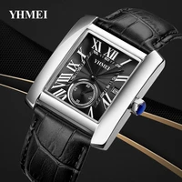 2022 square mens watches top brand luxury men wrist watch leather quartz watch sports waterproof male clock relogio masculino