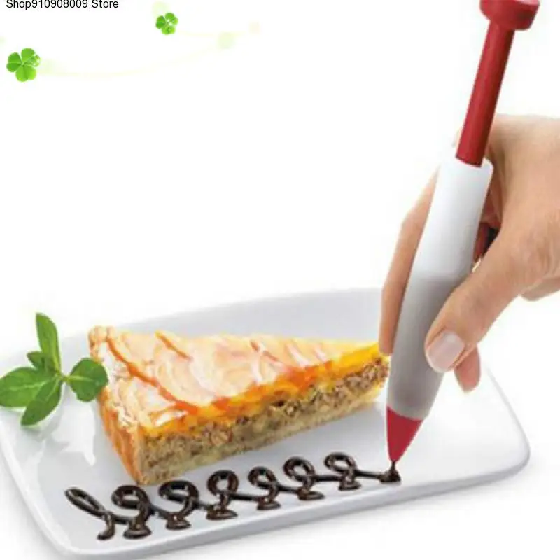 

1Pcs Pastry Cream Chocolate Decorating Syringe Silicone Plate Paint Pen Cake Cookie Ice Cream Decorating Pens