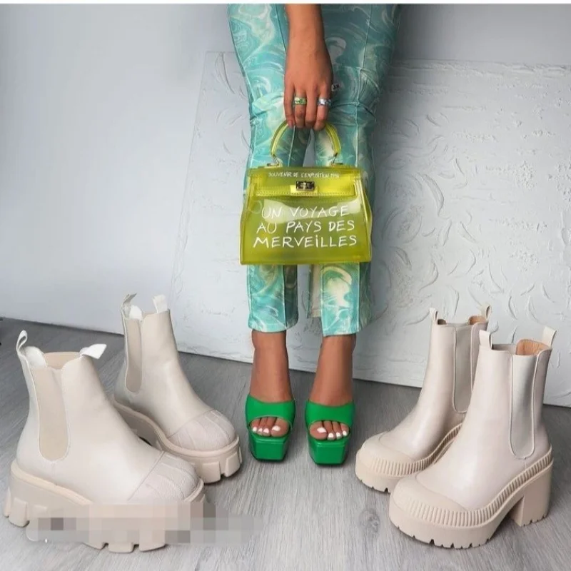 New Platform Plus-size Martin Boots, Women's Smoker Boots, British-style Sleeve-footed Chelsea Boots