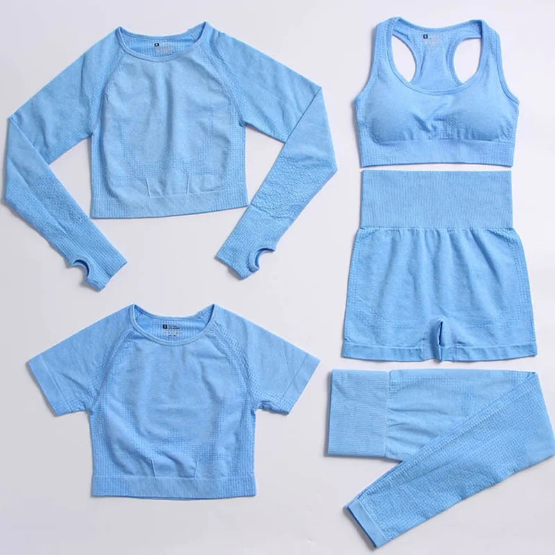 

2/3PCS Seamless Women Yoga Set Gym Sexy Bra High Waist Leggings Shorts Workout Clothes Fitness Long Sleeve Tops Sports Suits