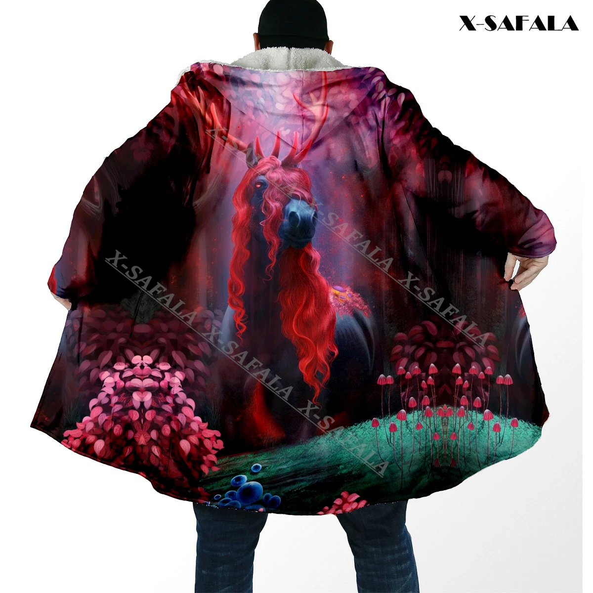 

Red Horse Nature Art Animal 3D Printed Hoodie Coat Hooded Blanket Cloak Thick Jacket Cotton Pullovers Dunnes Overcoat